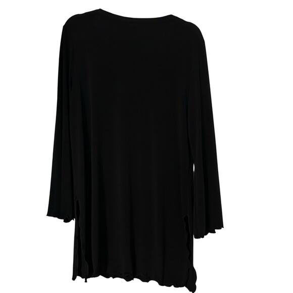 Jordan Taylor Beach VTG Women’s Black LG Stretchy Tunic Top Bell Sleeve USA Made - Picture 6 of 10